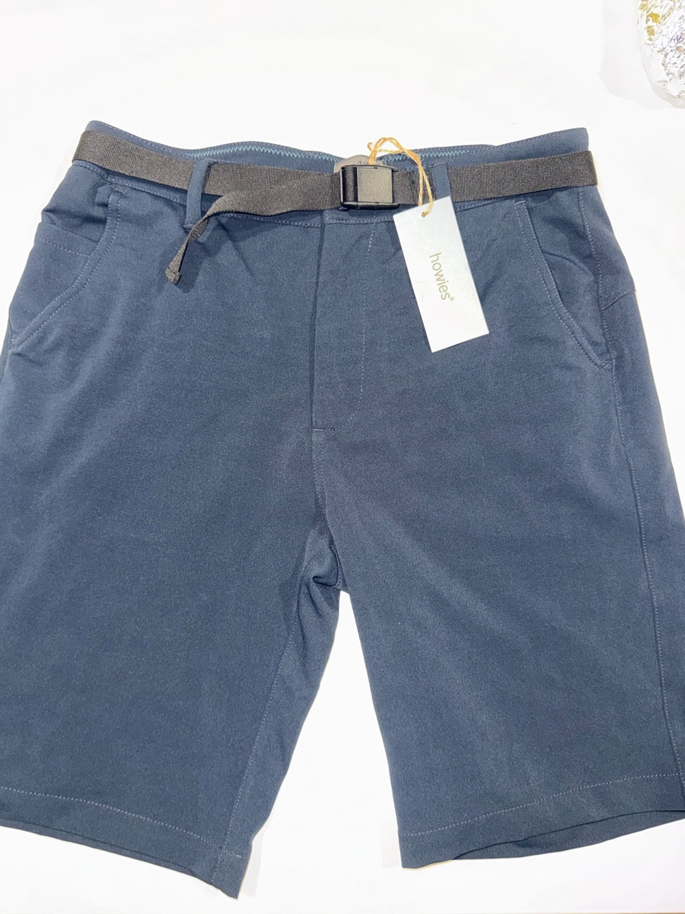 Howies Men's Navy Hybrid Shorts with Built-In Belt